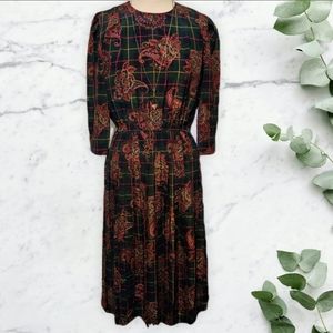 Liz Petites Flowers & Plaid Dress